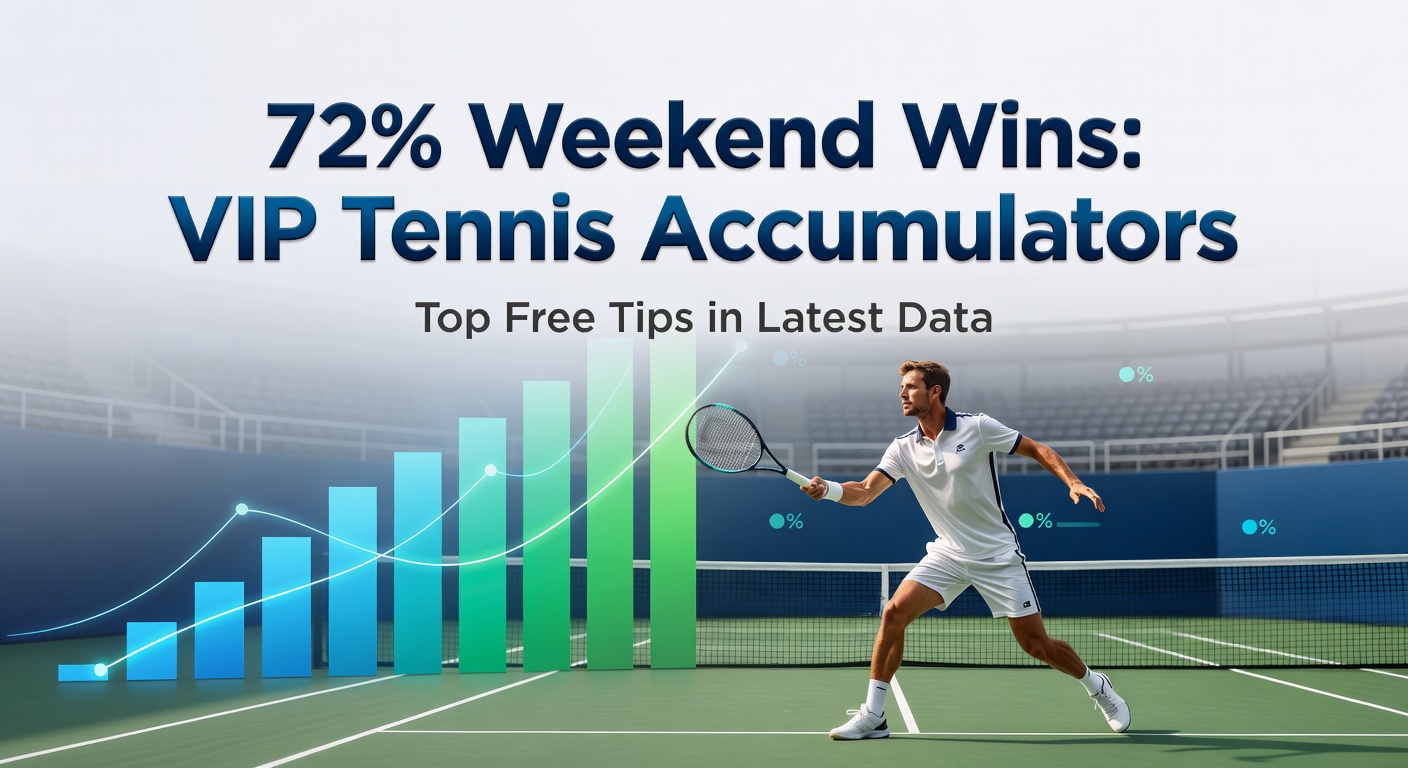 Graph showing 72% win rate for VIP tennis accumulators on weekends compared to other betting periods