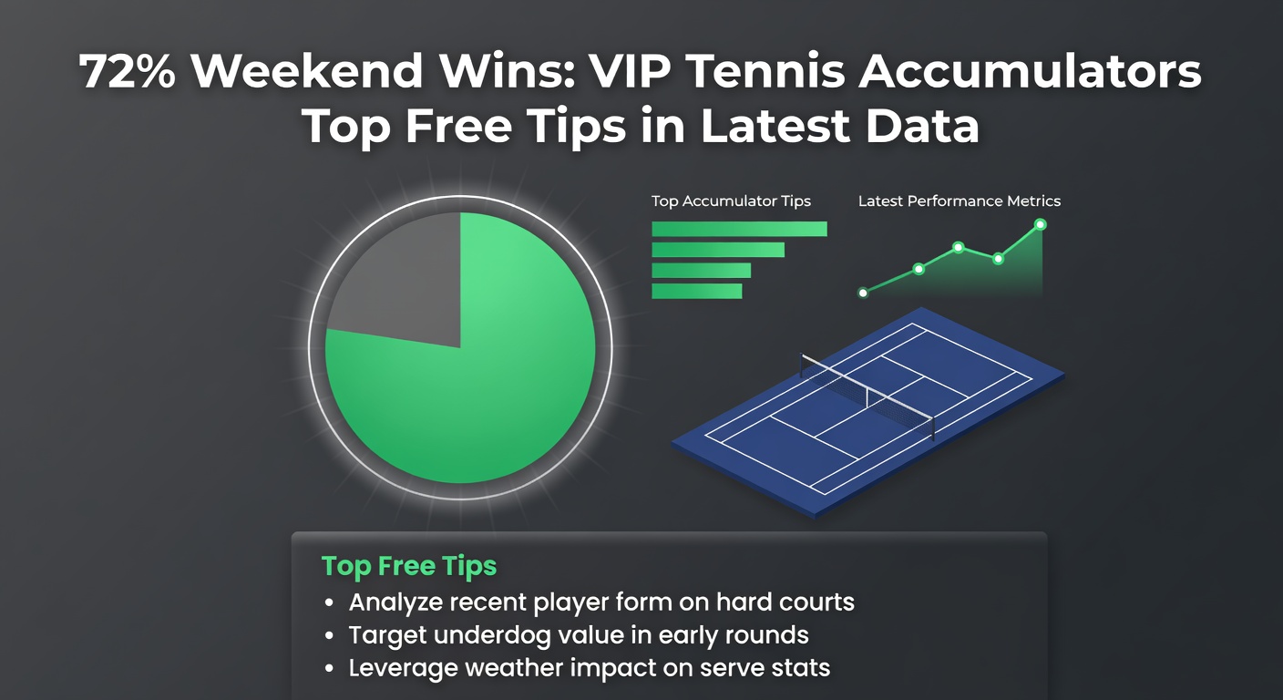 Infographic detailing top VIP tennis accumulator tips with win percentages and example bets from recent tournaments
