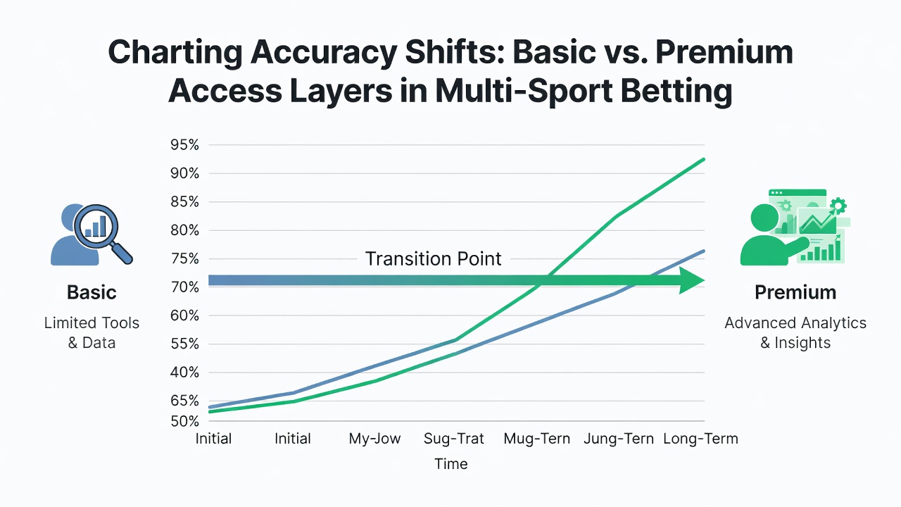 Graph illustrating win rate changes for users moving between basic and premium layers in multi-sport betting services