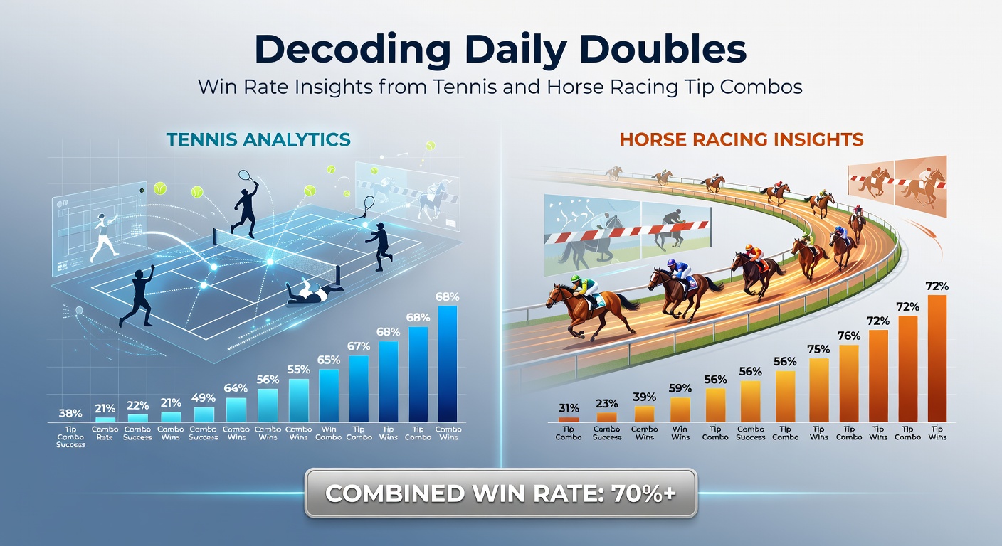 Chart displaying win rates for tennis and horse racing daily double combinations over recent seasons