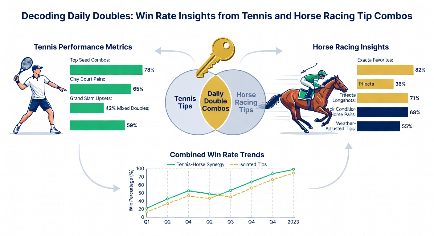 Visual breakdown of successful tennis-horse racing daily double bets during a major tournament weekend