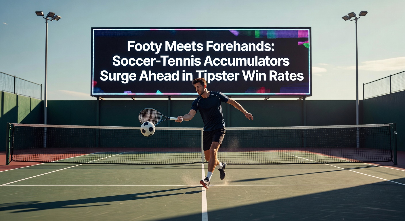 Chart displaying elevated win rates for soccer-tennis accumulator bets among top tipsters, with bars climbing sharply for combo selections