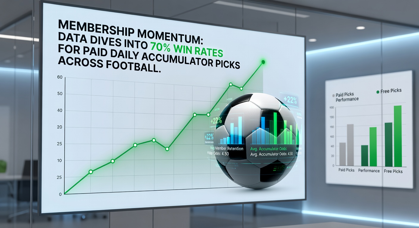 Comparison chart of paid versus free tipster performance, highlighting 70% wins for memberships against 55% for free picks in football accumulators