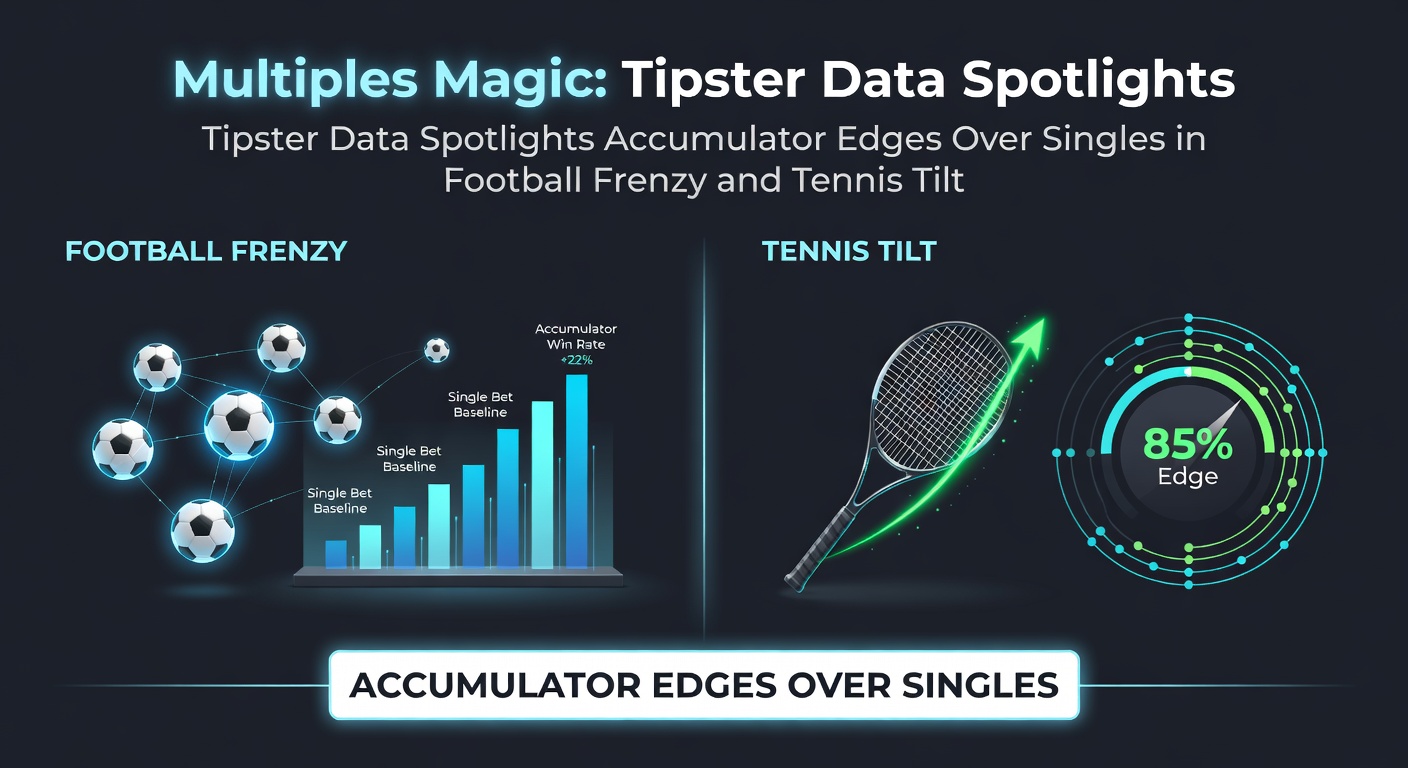 Graph showing accumulator win rates surpassing singles in football and tennis tipster data
