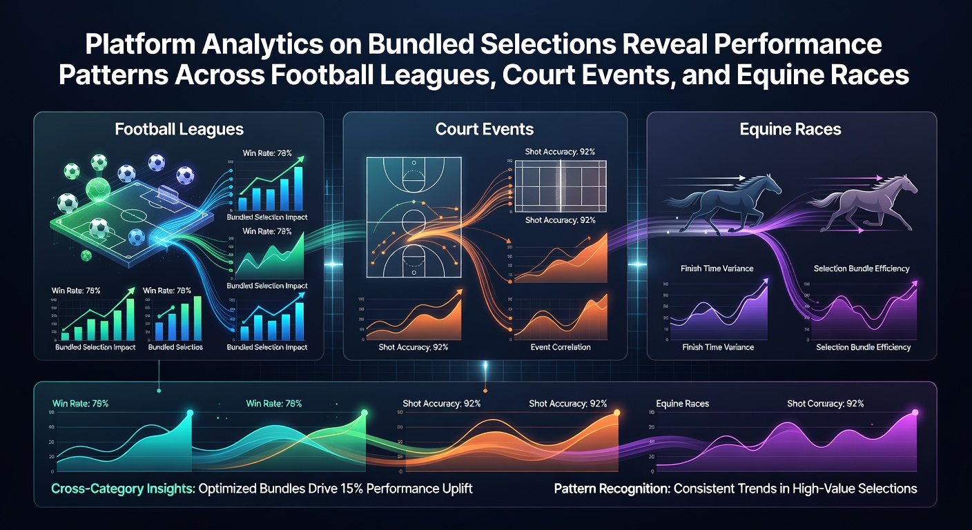 Platform dashboard displaying performance metrics for bundled selections across football leagues, tennis tournaments, and horse racing events in June 2026