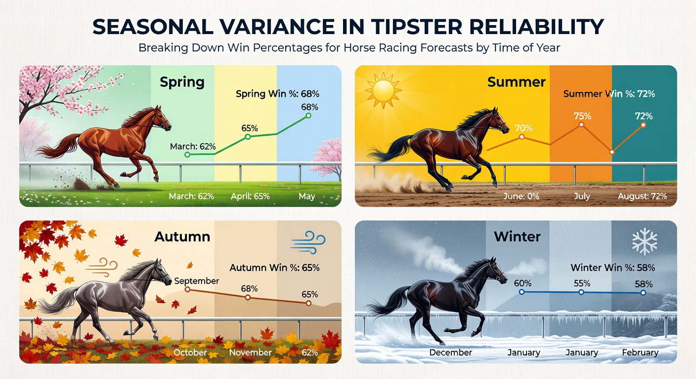 Graph showing horse racing tipster win percentages varying by season across multiple years of data