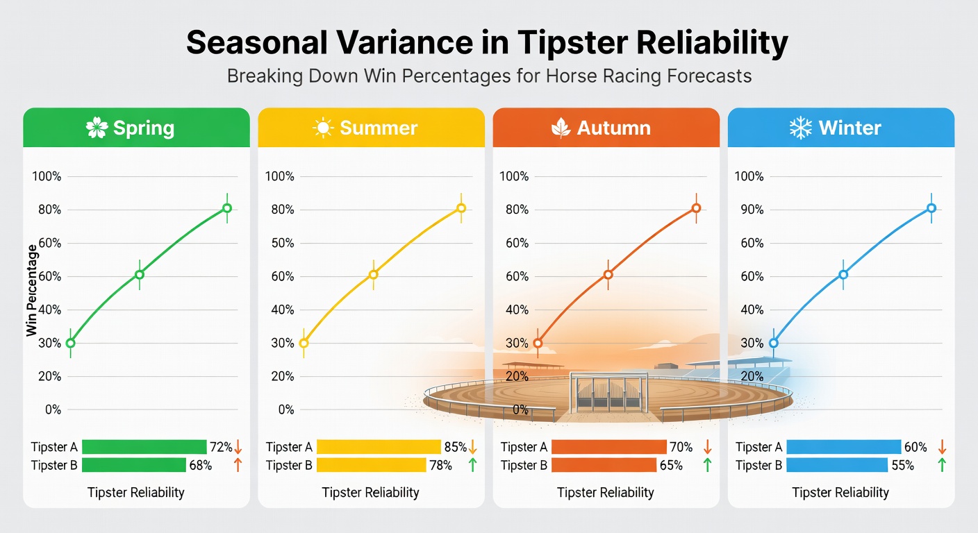 Chart comparing tipster performance across spring, summer, autumn and winter racing periods