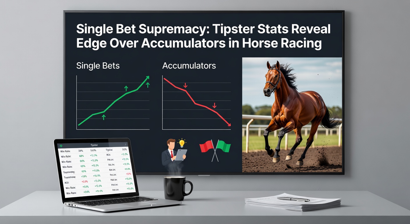 Tipster leaderboard screenshot displaying single bet profits surpassing accumulator returns in recent horse racing tips
