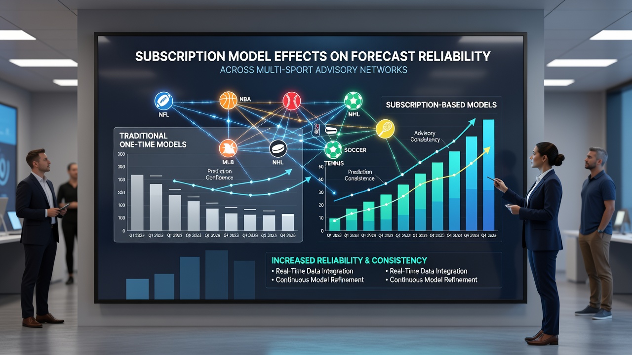 Chart comparing forecast reliability rates by subscription level and sport category in advisory networks