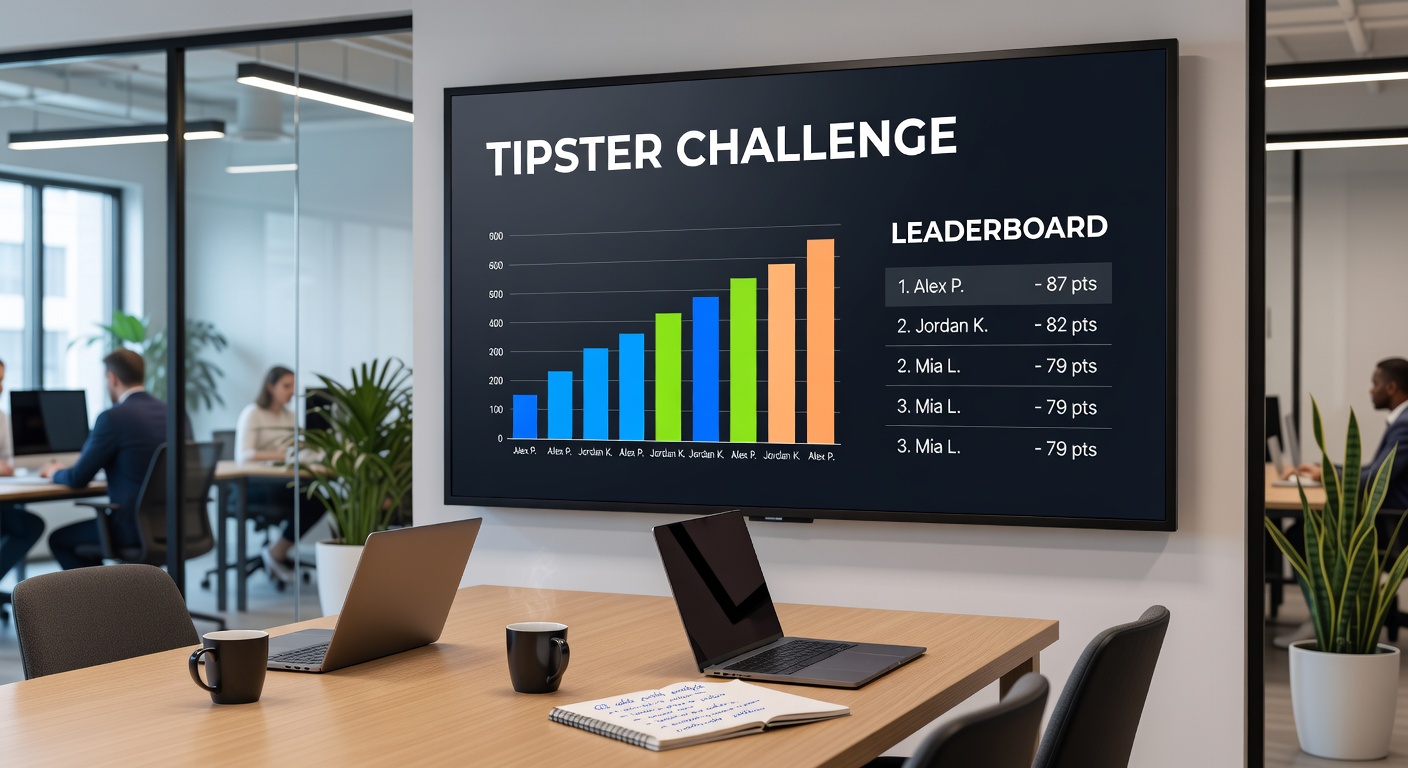 Dynamic leaderboard from a popular tipster challenge displaying top predictors with profit graphs and strike rates