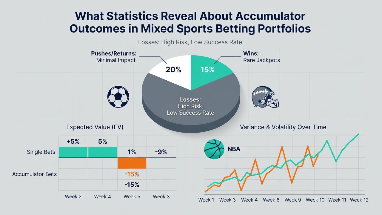 Detailed graphs comparing payout multiples and risk levels for mixed sport accumulator bets recorded through July 2026