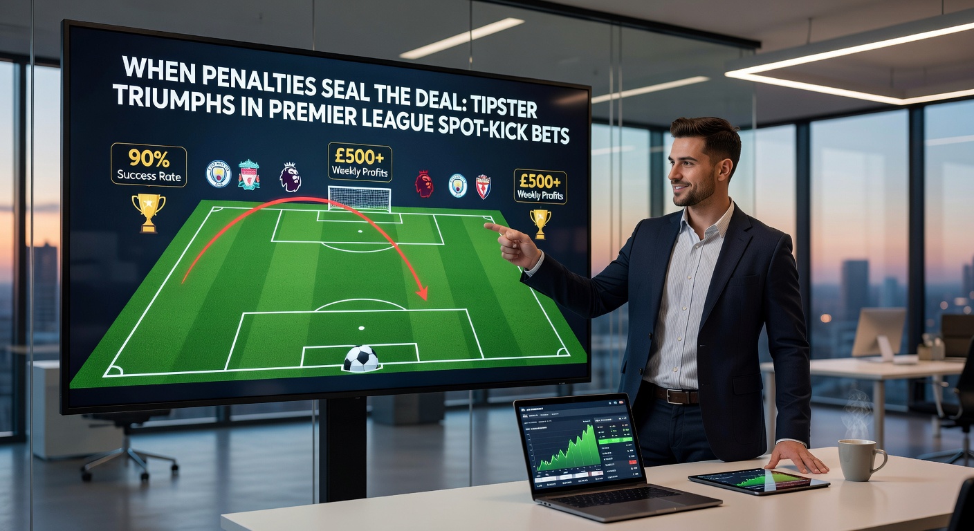 Close-up of a Premier League penalty kick in action, with the ball heading toward the net amid goalkeeper dive